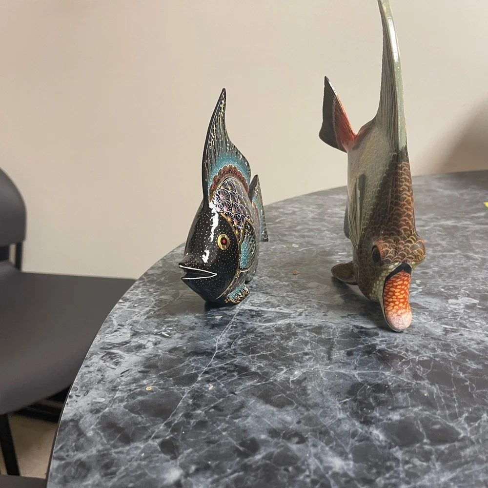 Vintage Black and Gold Betta Fish Decor